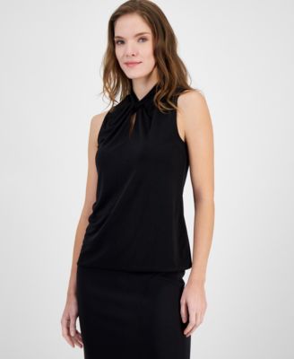 Anne Klein - Women's Twist-Neck Sleeveless Keyhole Top