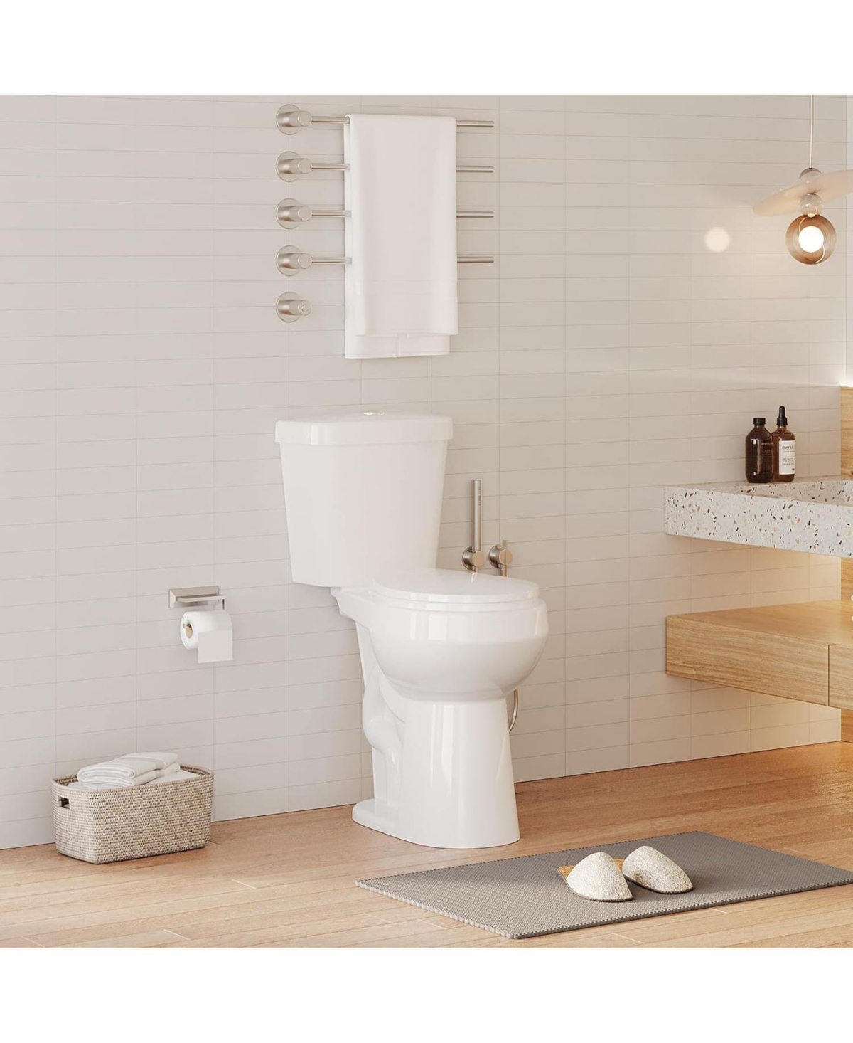 Two-Piece Elongated Toilet - 21" Bowl Height, Standard Seat Included,Elongated - White