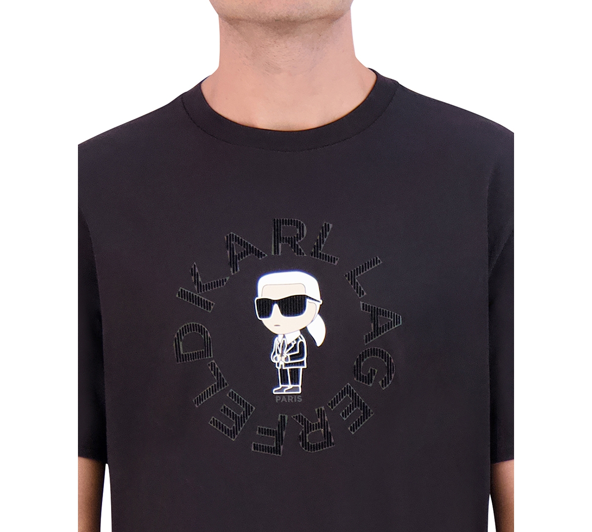 Karl Lagerfeld Paris Men's Slim Fit Short Sleeve Crewneck Circle Little Karl Logo T-Shirt