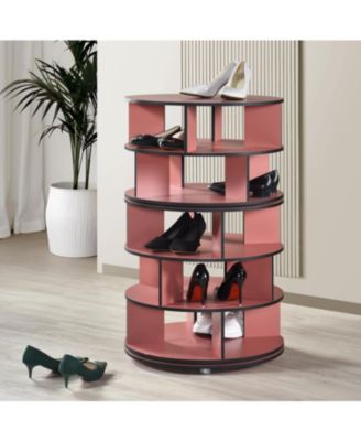5-Tier Rotating Shoe Rack, 360° Revolving Lazy Susan Spinning Shoe Rack Tower Storage Organizer for Closet Entryway Bedroom Hallway