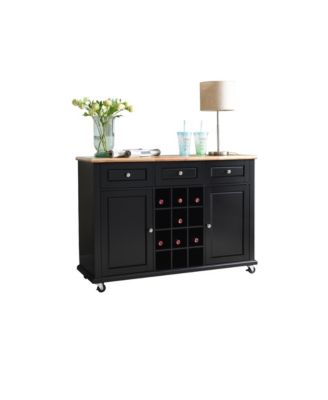 Wine Rack Sideboard Buffet Server Console Table With Storage (Black)