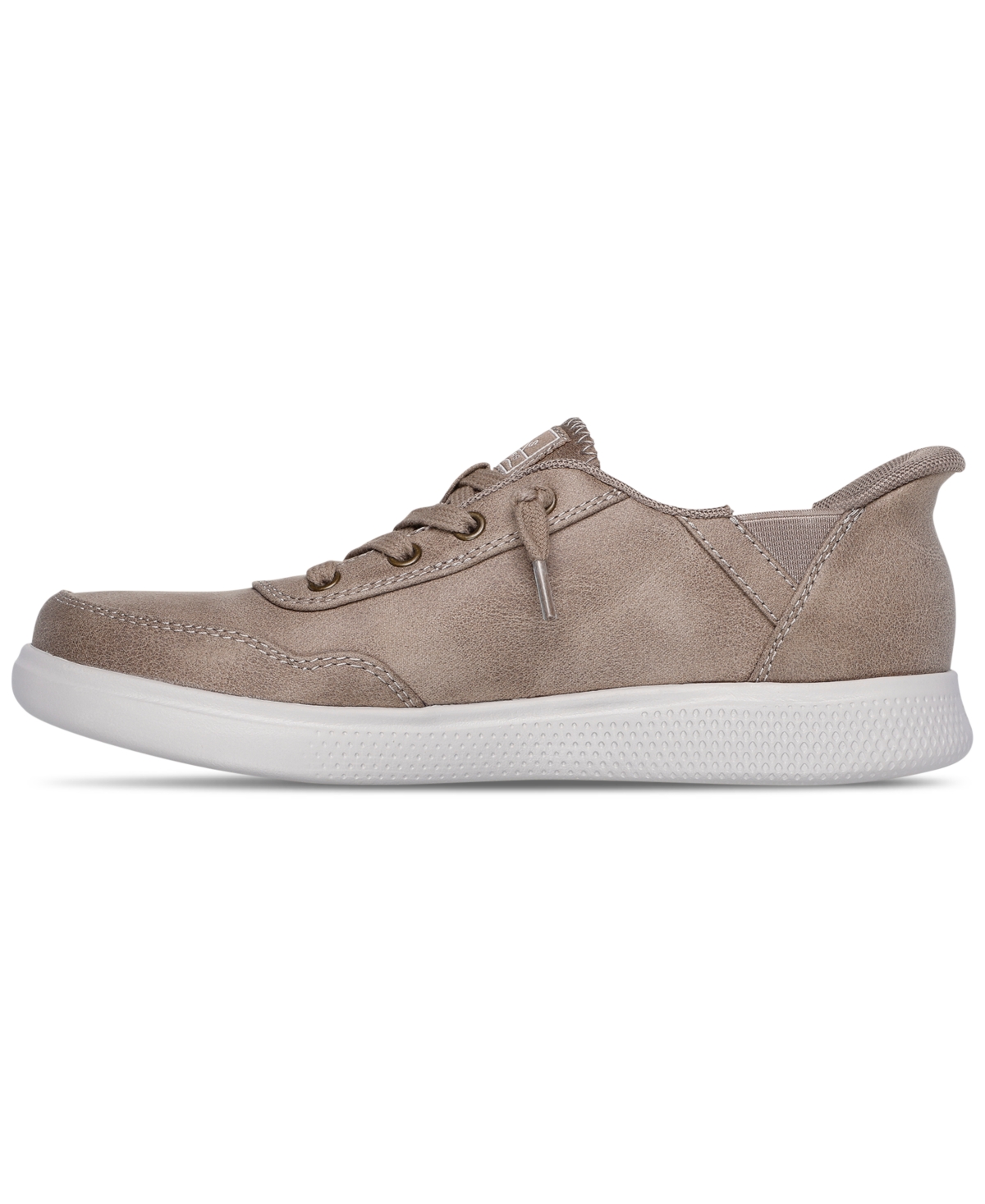 Skechers Bobs Skipper Womens Memory Foam Manmade Slip-on Sneakers In Taupe