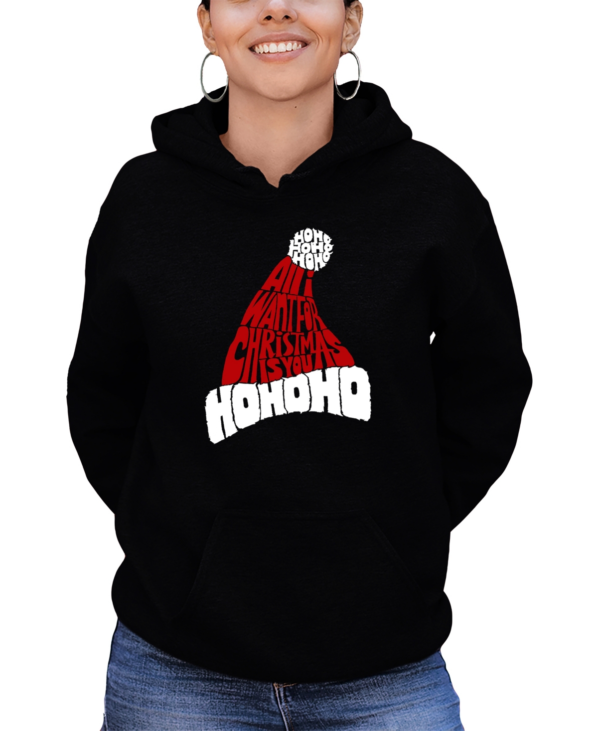 LA POP ART WOMEN'S ALL I WANT FOR CHRISTMAS IS YOU WORD ART HOODED SWEATSHIRT 