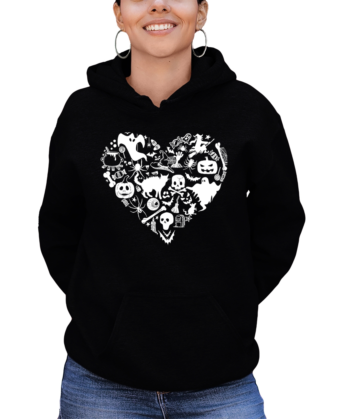 La Pop Art Women's Peace Love Dogs Word Art Hooded Sweatshirt In Black