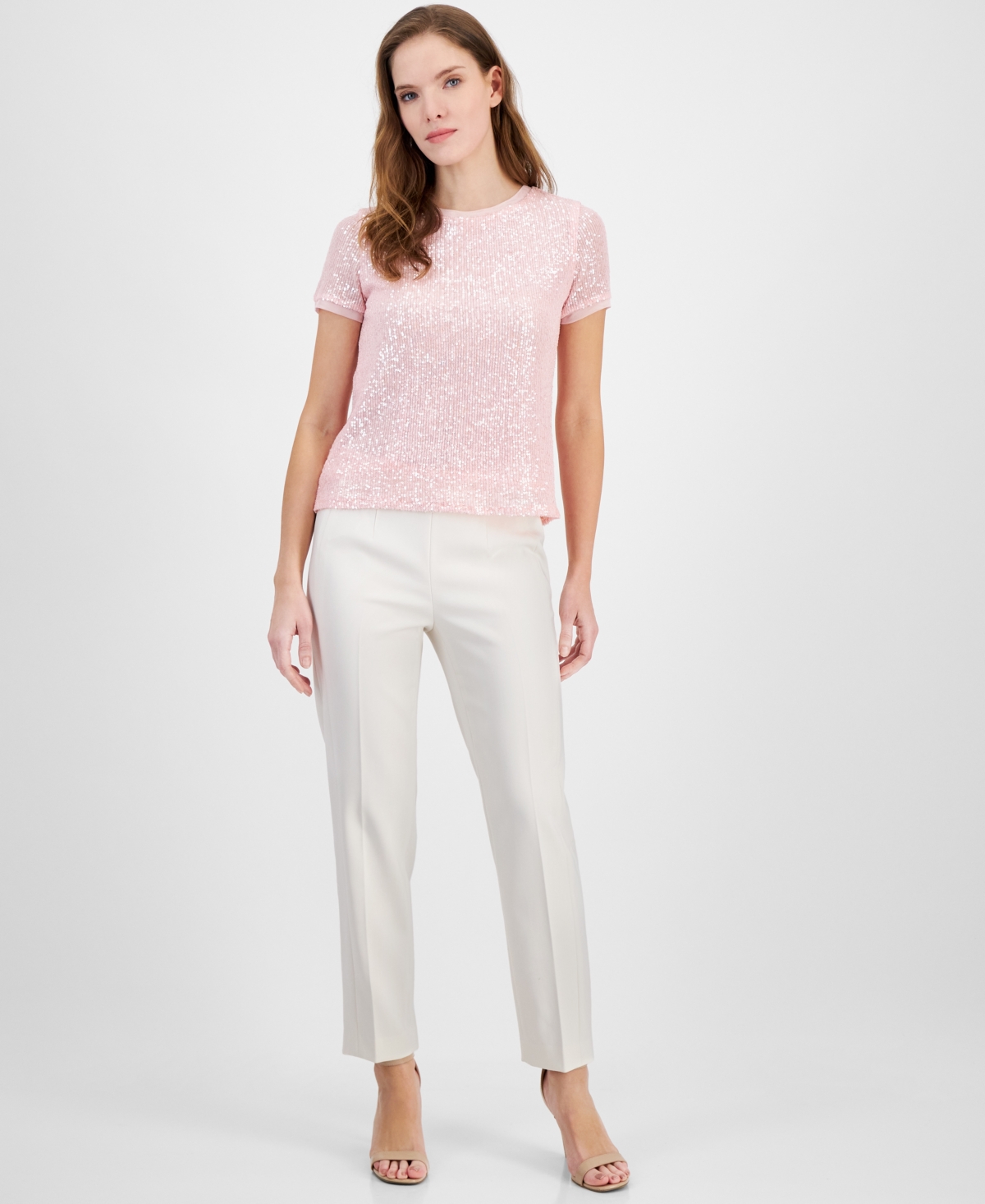 ANNE KLEIN WOMEN'S SEQUINED T-SHIRT 