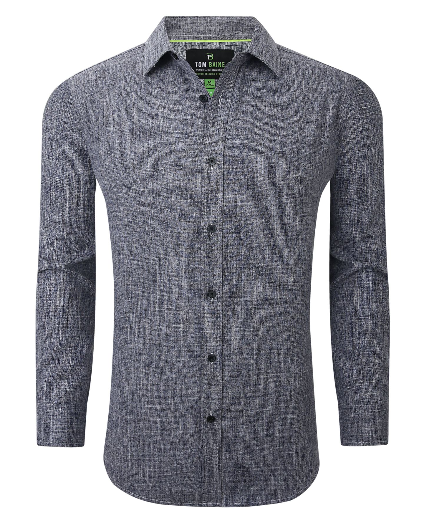 Мужская рубашка Tom Baine Four-Way Stretch Solid Textured Button Down Dress Shirt, цвет: Синий — фото 4