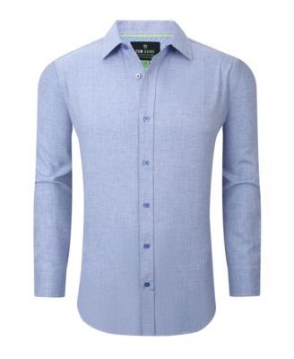 Men's Four-Way Stretch Solid Textured Button Down Dress Shirt