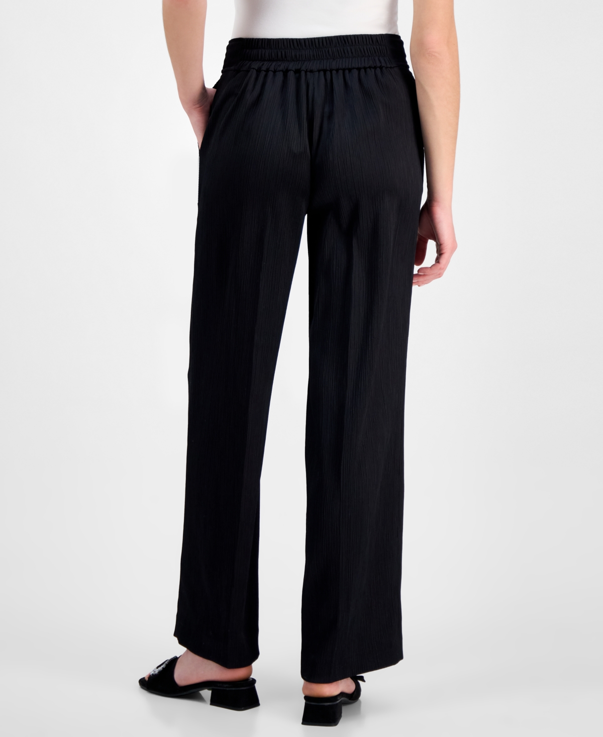 Anne Klein Plus Womens High Rise Pull On Flare Jeans In Anne Black