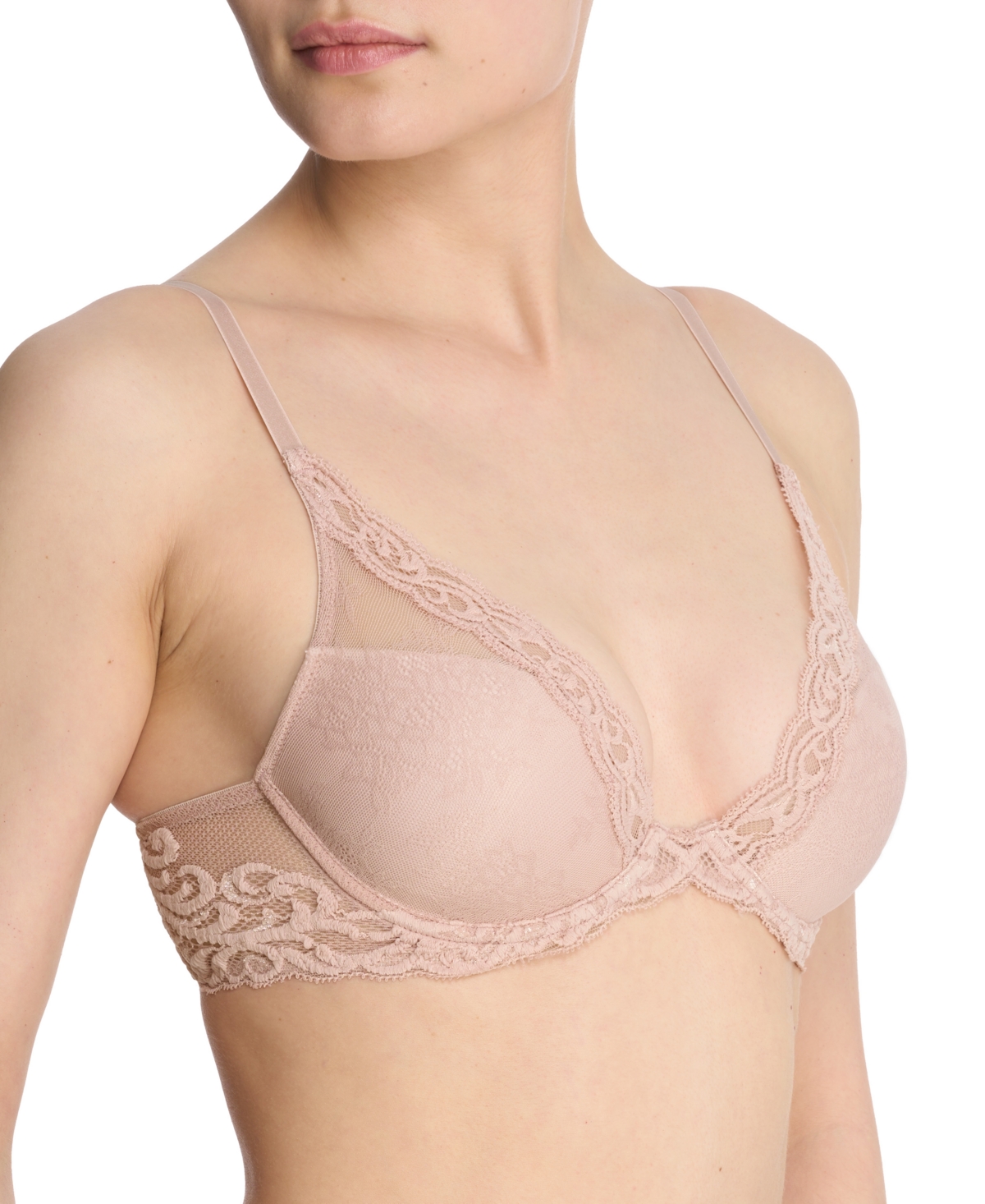 Natori Women's Feathers Lace Contour Underwire Plunge Bra 730023