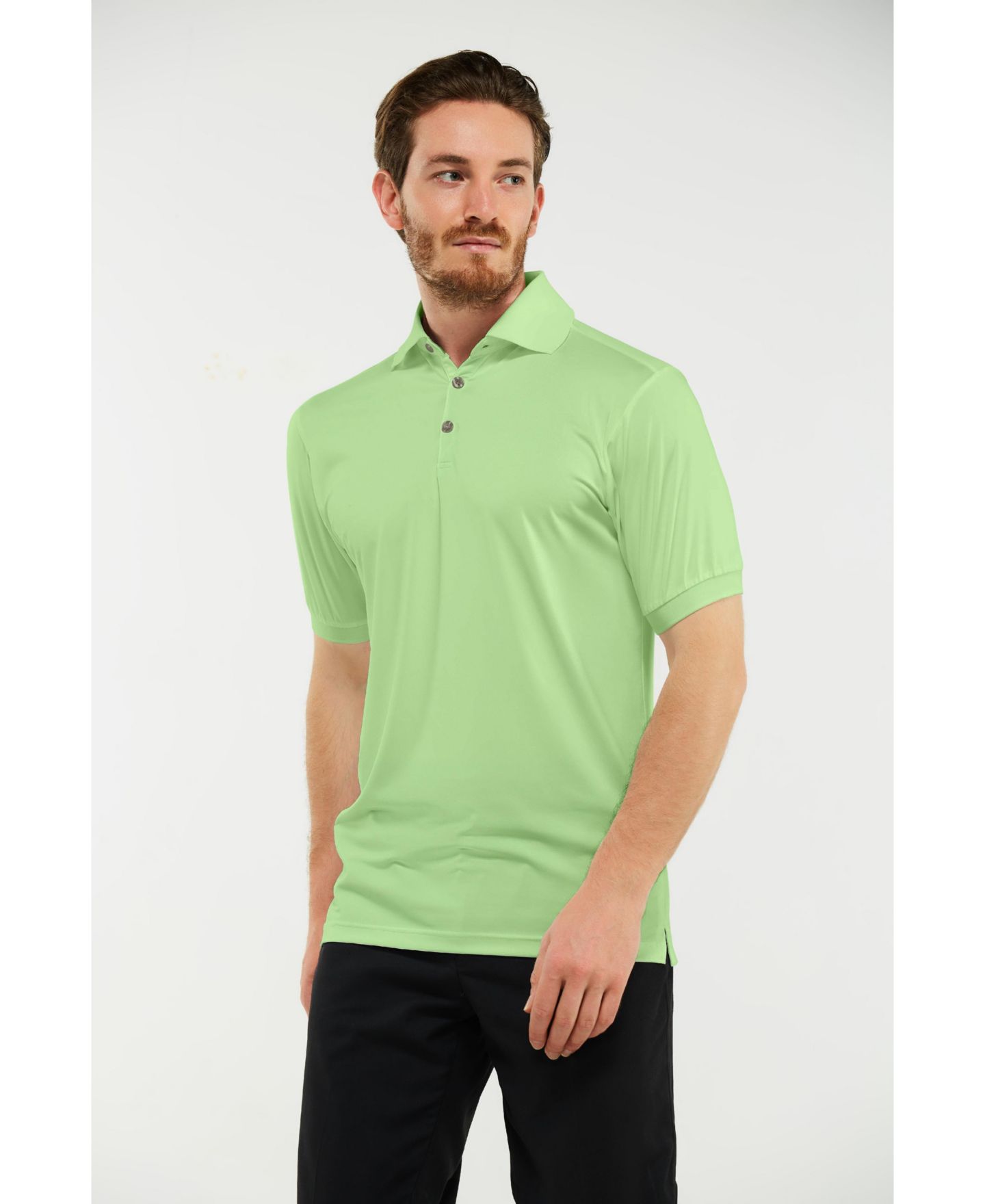 Мужское поло Mio Marino Lightweight Performance Stretch Golf Polo Shirt, Breathable Fit, цвет: Лаймовый зелёный — фото 9