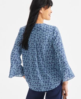 売れ筋商品|||スタイルアンドコー カットソー トップス レディース Petite Paisley Bloom Pintucked Top, Exclusively at Macy's Glories Ind Blu Style & Co Petite Paisley Bloom Pintucked Top, Exclusively