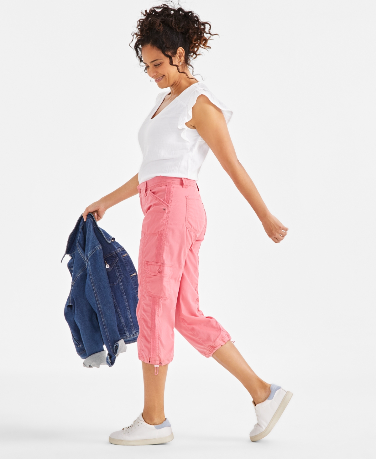 Style & Co Women's Cargo Capri Pants, Regular & Petite, Created For Macy's In Coral Pink
