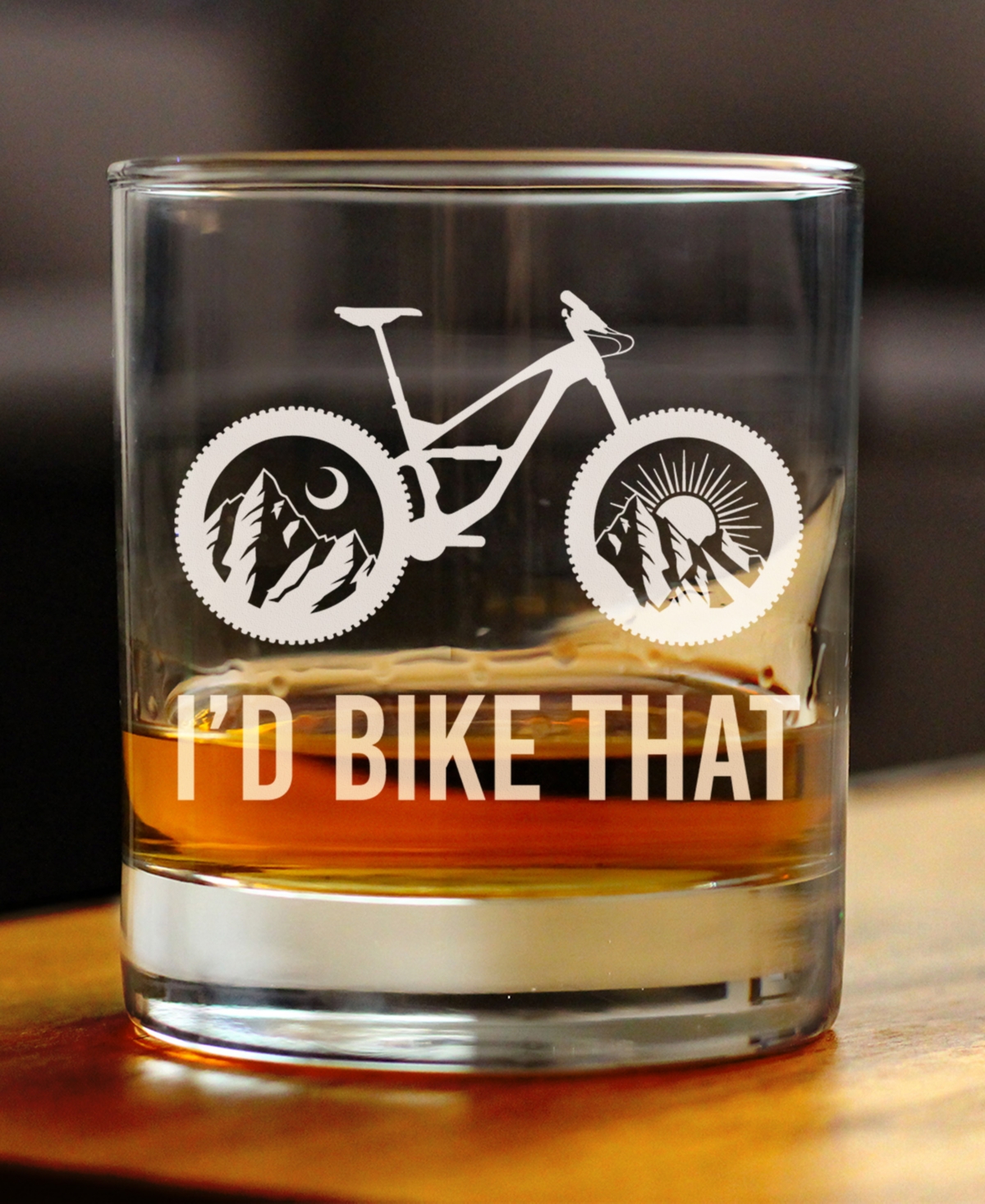 Bevvee I'd Bike That Whiskey Rocks Glass In Clear