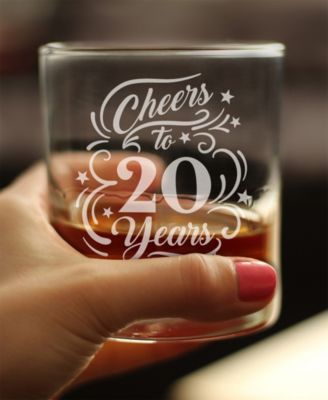 Cheers to 20 Years Whiskey Rocks Glass