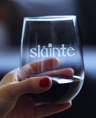 Slainte Irish Cheers Stemless Wine Glass