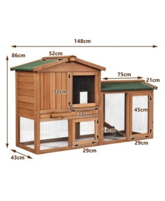 58 Inch Weatherproof Wooden Rabbit/Dog Hutch