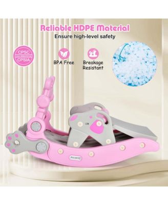 4-in-1 Rocking Horse and Slide Set Toddler Slide Toy with Basketball Hoop