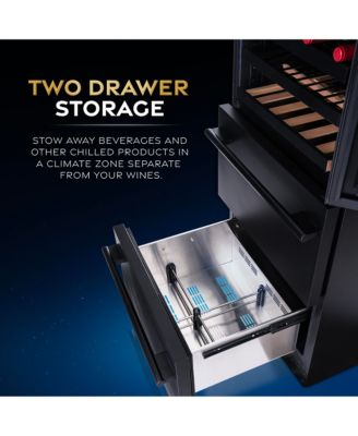 ESTATE 24" Dual Zone Wine & Beverage Fridge – 175 Can Capacity, Black Stainless Steel, Built-In Drawer Cooler with Full Extension Shelves