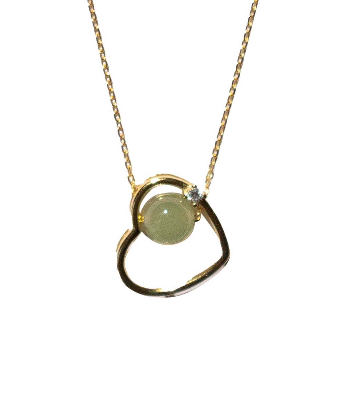 Maison heart &#x2014; Green jade & zircon pendant necklace - Green