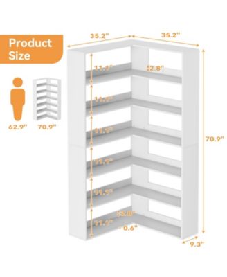 71-Inch L-Shaped Corner Bookcase - 6-Tier Tall Shelf Display Rack For Living Room And Home Office Storage
