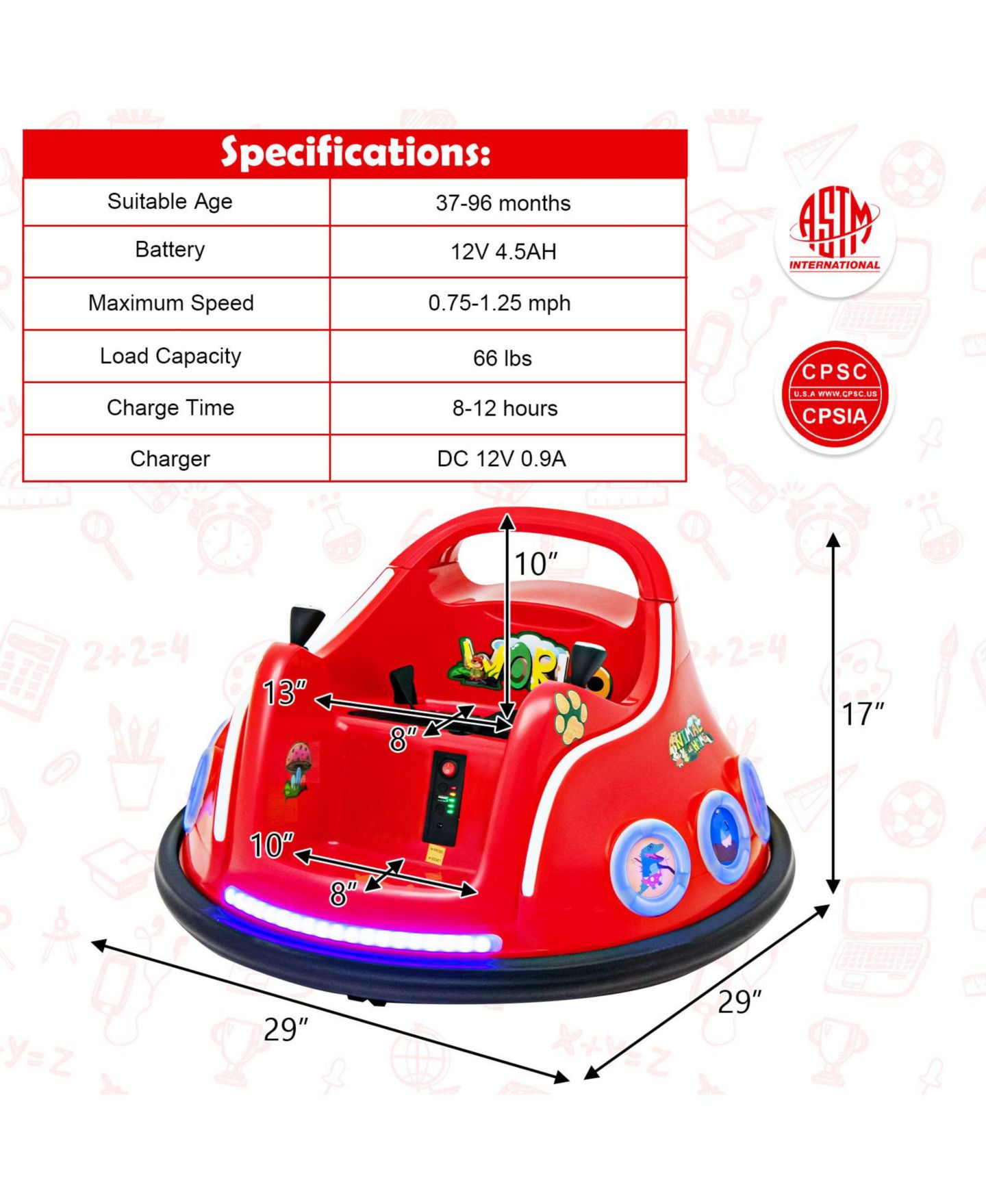 Детская игрушка HONGGE 12V Ride-On Bumper Car with Remote Control and LED Lights, Ages 1.5-6 — фото 5