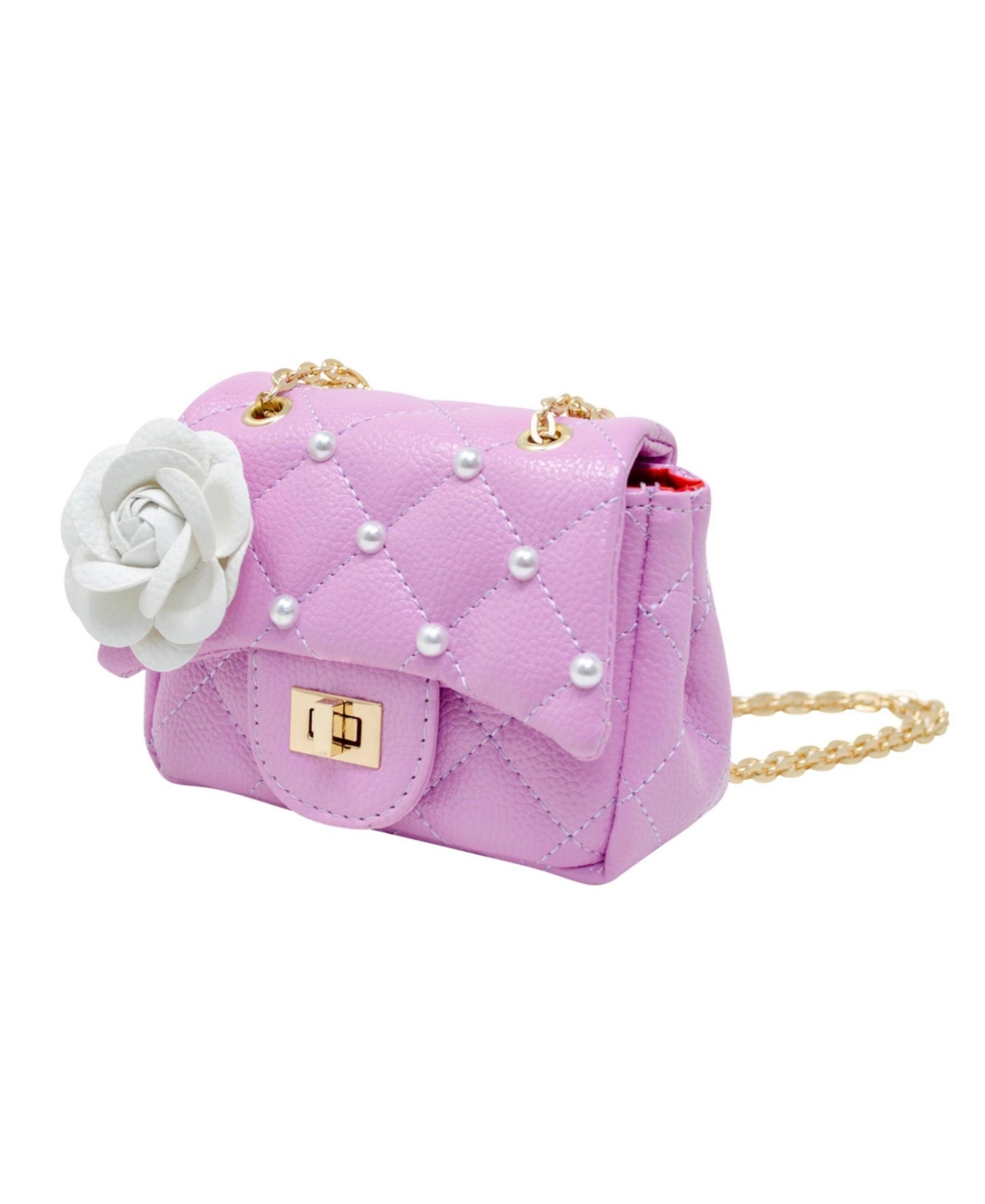 Tiny Treats + Zomi Gems Girls Classic Quilted Flower Pearl Handbag,- Purple