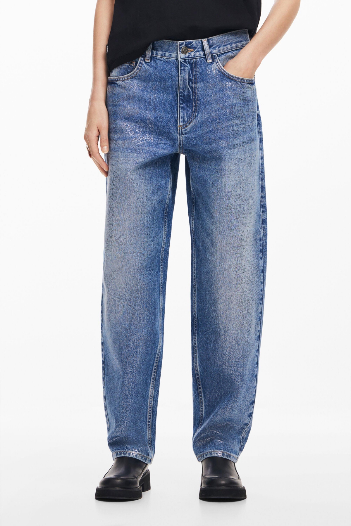 Women's Balloon denim jeans - Medium blue