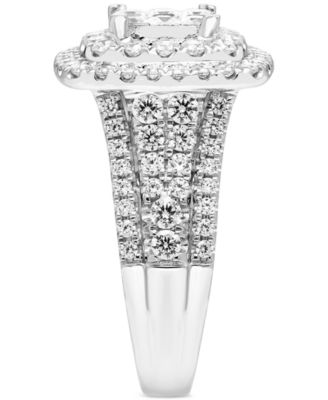 Diamond Princess Cluster Double Halo Engagement Ring (2 ct. t.w.) in 14k White Gold