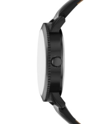 Men's Three Hand Black Polyurethane Watch, 46mm