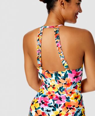 Women's Floral-Print High-Neck One-Piece Swimsuit