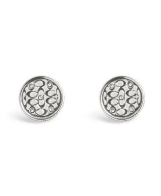 Faux Stone Signature Quilted Coin Stud Earrings