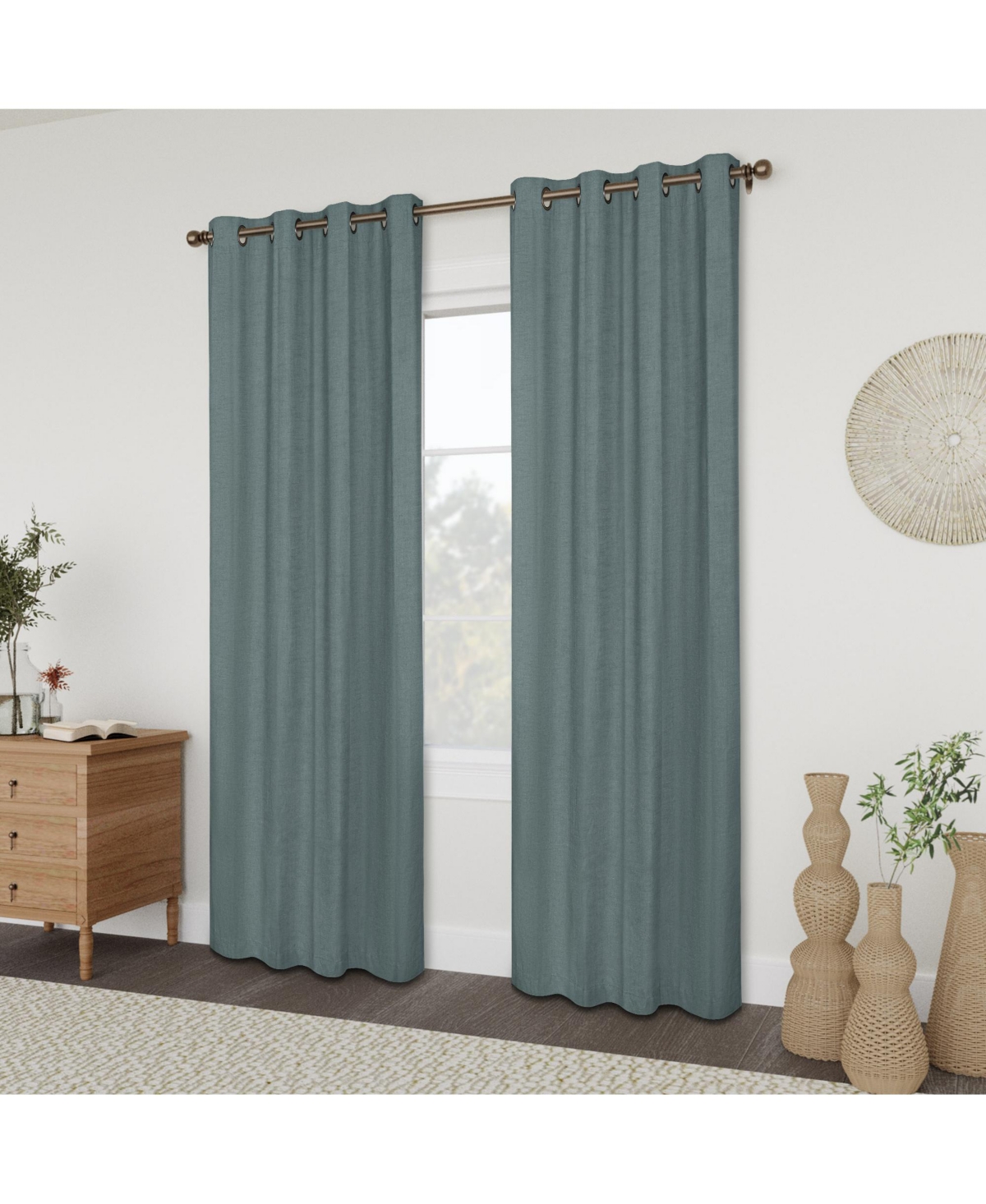 Awesome Home Linen Slub 100% Blackout Grommet Pair (2 Panels), 52