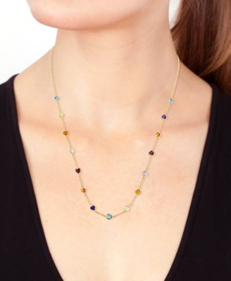 EFFY&reg; Multi-Gemstone (4-1/2 ct. t.w.) Heart 18" Station Necklace in 14k Yellow Gold