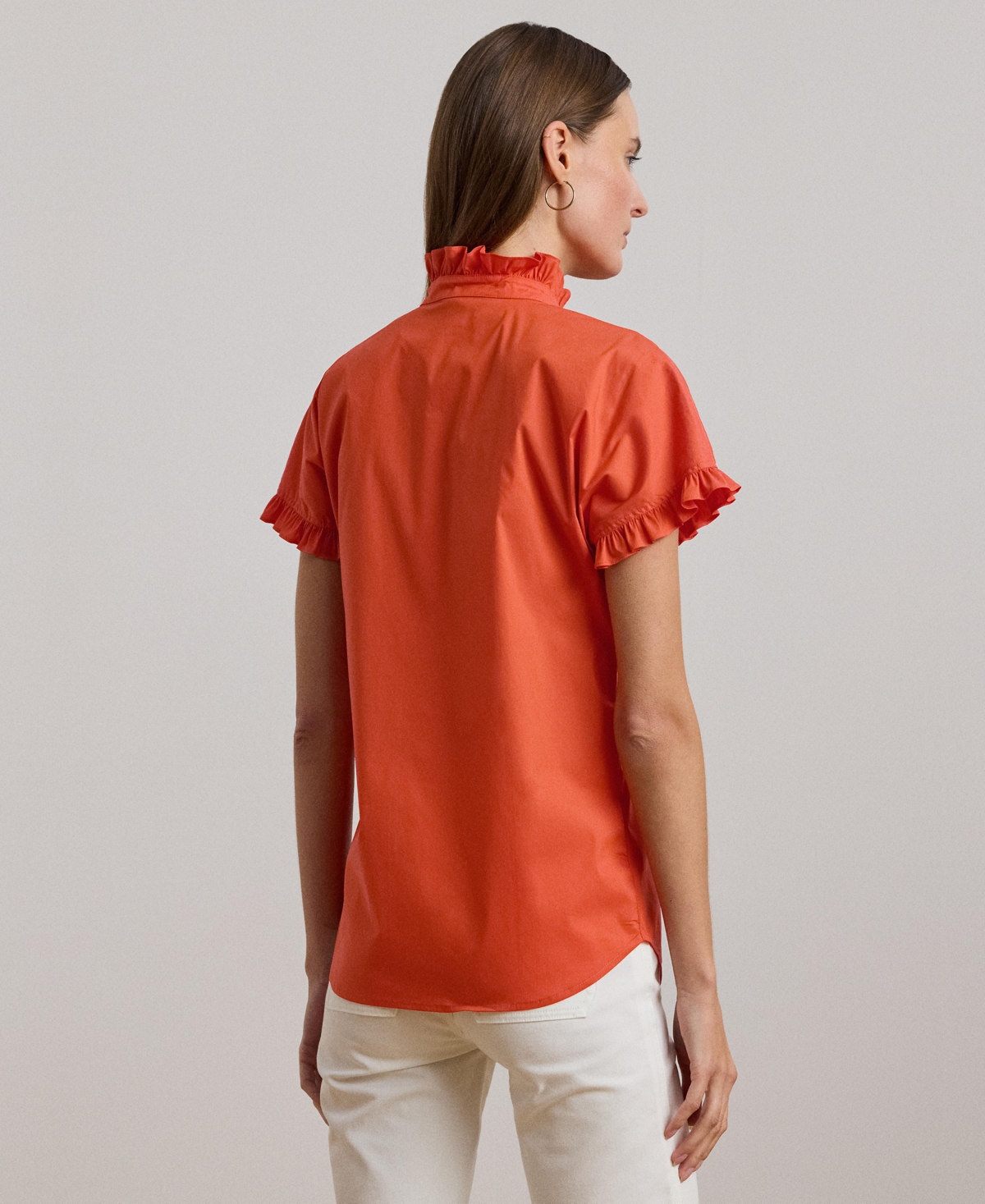 Lauren Ralph Lauren Women's Ruffle-Trim Short-Sleeve Shirt