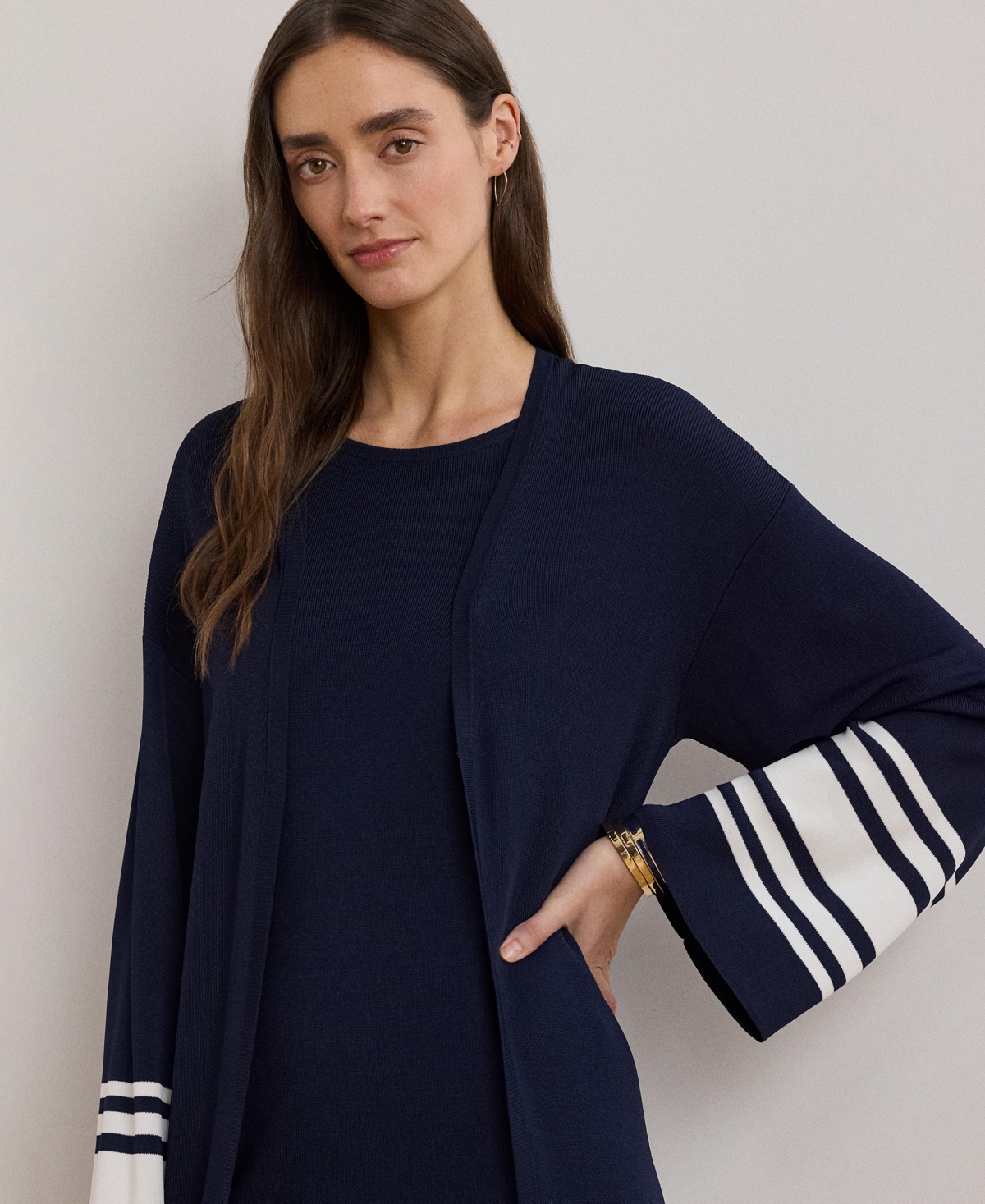 Lauren Ralph Lauren Women's Two-Tone Cardigan -White