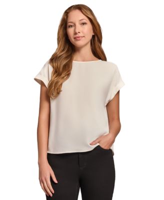 Jones New York - Women's Crepe Button-Accent Short-Sleeve Blouse