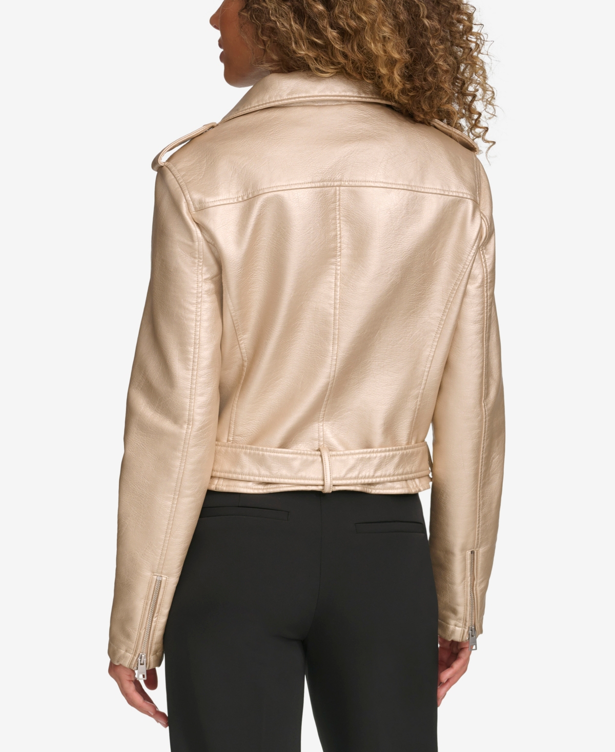Levi's Women's Faux-leather Belted Hem Moto Jacket In Frosted Gold