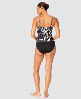 ANNE COLE WOMENS RUCHED FRONT UNDERWIRE TANKINI TOP HIGH WAIST BIKINI BOTTOMS 
