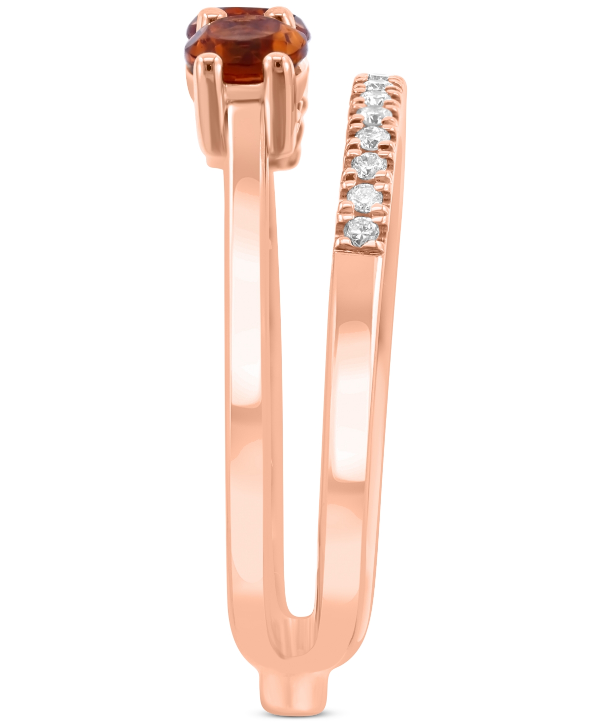 Effy Collection Effy Citrine (5/8 Ct. T.w.) & Diamond (1/10 Ct. T.w.) Split Ring In 14k Rose Gold In Citrine