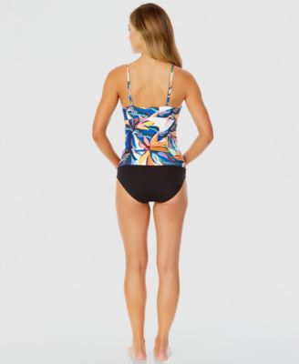 ANNE COLE WOMENS HIDDEN UNDERWIRE TANKINI TOP HIGH WAIST BIKINI BOTTOMS 