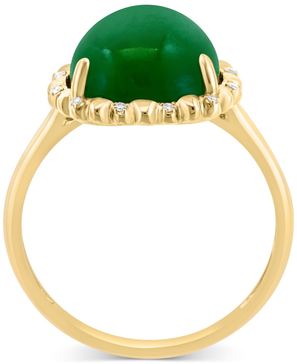 Effy Collection Effy Pear-shape Dyed Jade (6-1/2 Ct. T.w.) & Diamond (1/20 Ct. T.w.) Statement Ring In 14k Yellow Go In Jade