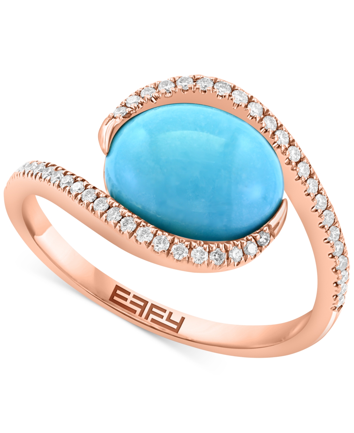 Effy Turquoise & Diamond (1/6 ct. t.w.) Statement Ring in 14k Rose Gold