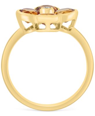 EFFY&reg; Citrine (2-1/6 ct. t.w.) & Diamond Accent Flower Statement Ring in 14k Yellow Gold (Also in Blue Topaz)