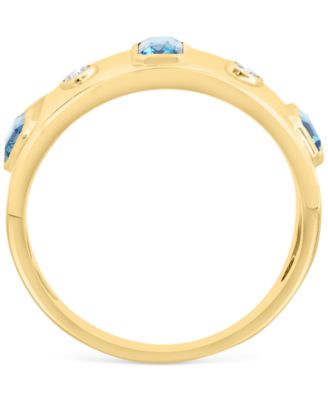 EFFY&reg; London Blue Topaz (1-1/6 ct. t.w.) & Diamond (1/20 ct. t.w) Band Ring in 14k Yellow Gold