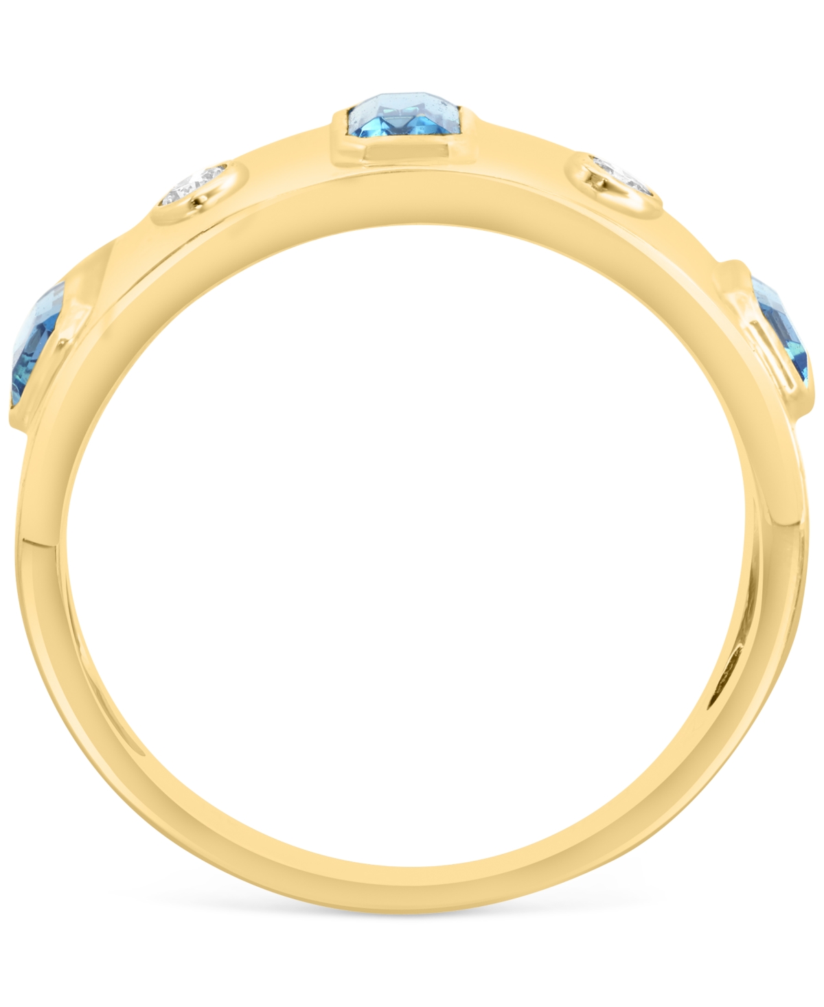 Effy Collection Effy London Blue Topaz (1-1/6 Ct. T.w.) & Diamond (1/20 Ct. T.w) Band Ring In 14k Yellow Gold In Blue Topaz