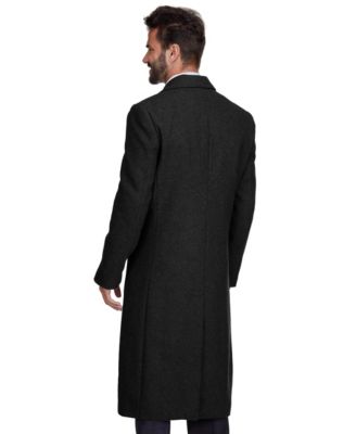 Men's Double-Breasted Knee Length Wool Blend Three Button Long Overcoat Top Coat