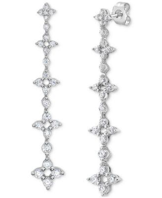Macy's - Diamond Linear Drop Earrings (3/4 ct. t.w.) in 10k White Gold