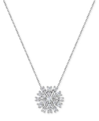 Macy's - Diamond Starburst 18" Pendant Necklace (1/2 ct. t.w.) in Sterling Silver