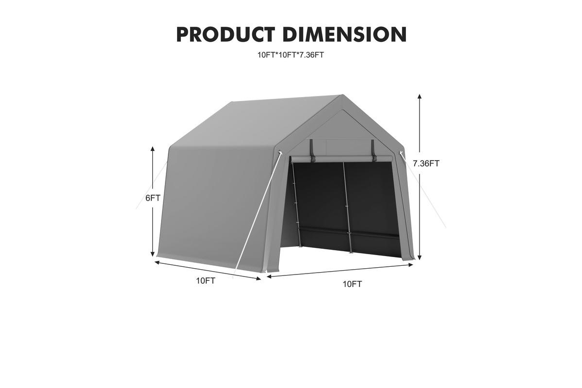 gaomon 10' x 10' Motorcycle Storage Shed, Heavy Duty Portable Tent with Rolled Zipper Door, Waterproof Design for Atv, Motorcycle, Bike, Firewood, and