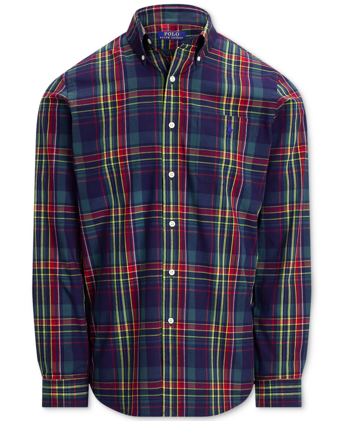 Polo Ralph Lauren Men's Classic-Fit Plaid Performance Shirt - 6616A Navy Red Multi